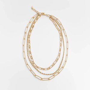 Zara NEW Gold Triple 2-Thickness Interlock Oval Rectangle Link Chain Chocker